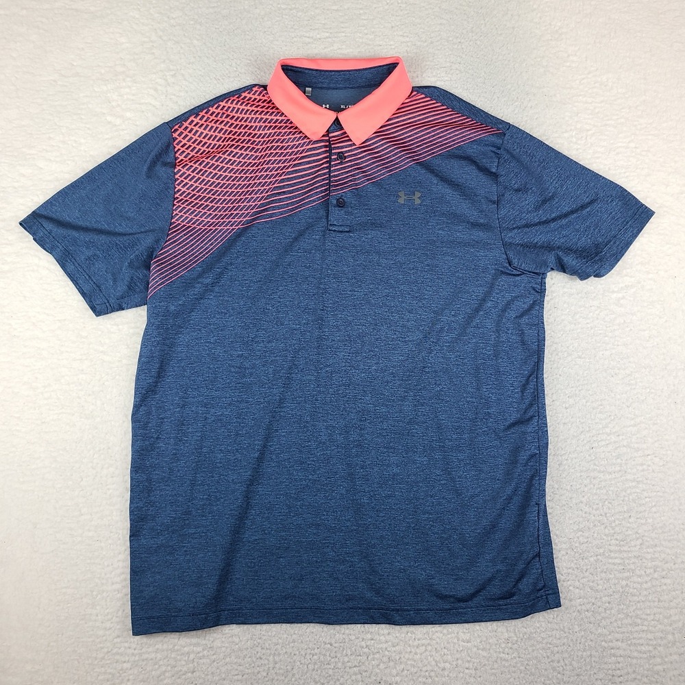Under Armour The Playoff Polo Shirt Mens XL Blue Performance Short Sleeve